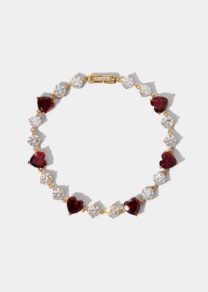 LE BISOU RED HEART LINE BRACELET