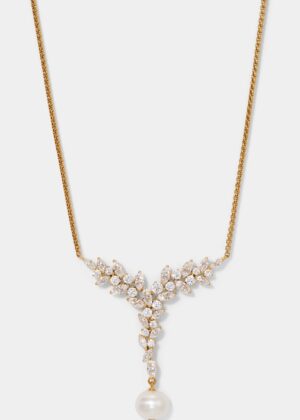 SAVANNAH PEARL AND CZ CLUSTER Y NECKLACE