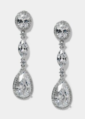CZ PEAR AND OVAL DROP EARRINGS
