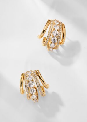 CLEO J HOOP CZ HUGGIE EARRINGS