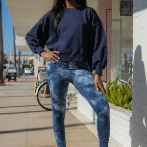 Deep Ocean Tie Dye Graphic Print Lined Leggings